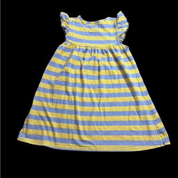 Ruffle Girl yellow and gray  Striped Ruffle Dress k11 - Picture 4 of 6
